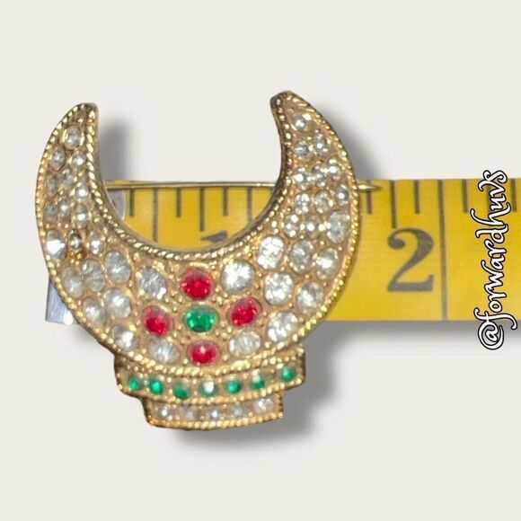 Vintage Shriners Fez Pin with Clear Rhinestone Accents - Picture 9 of 12